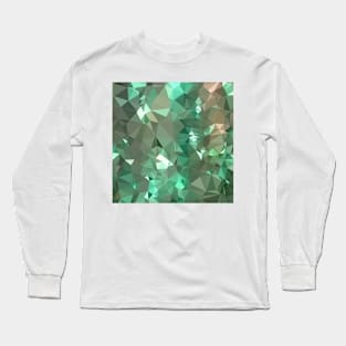 Caribbean Green Abstract Low Polygon Background Long Sleeve T-Shirt